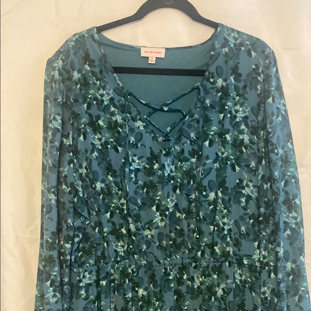 Blue Floral Long Sleeve Dress